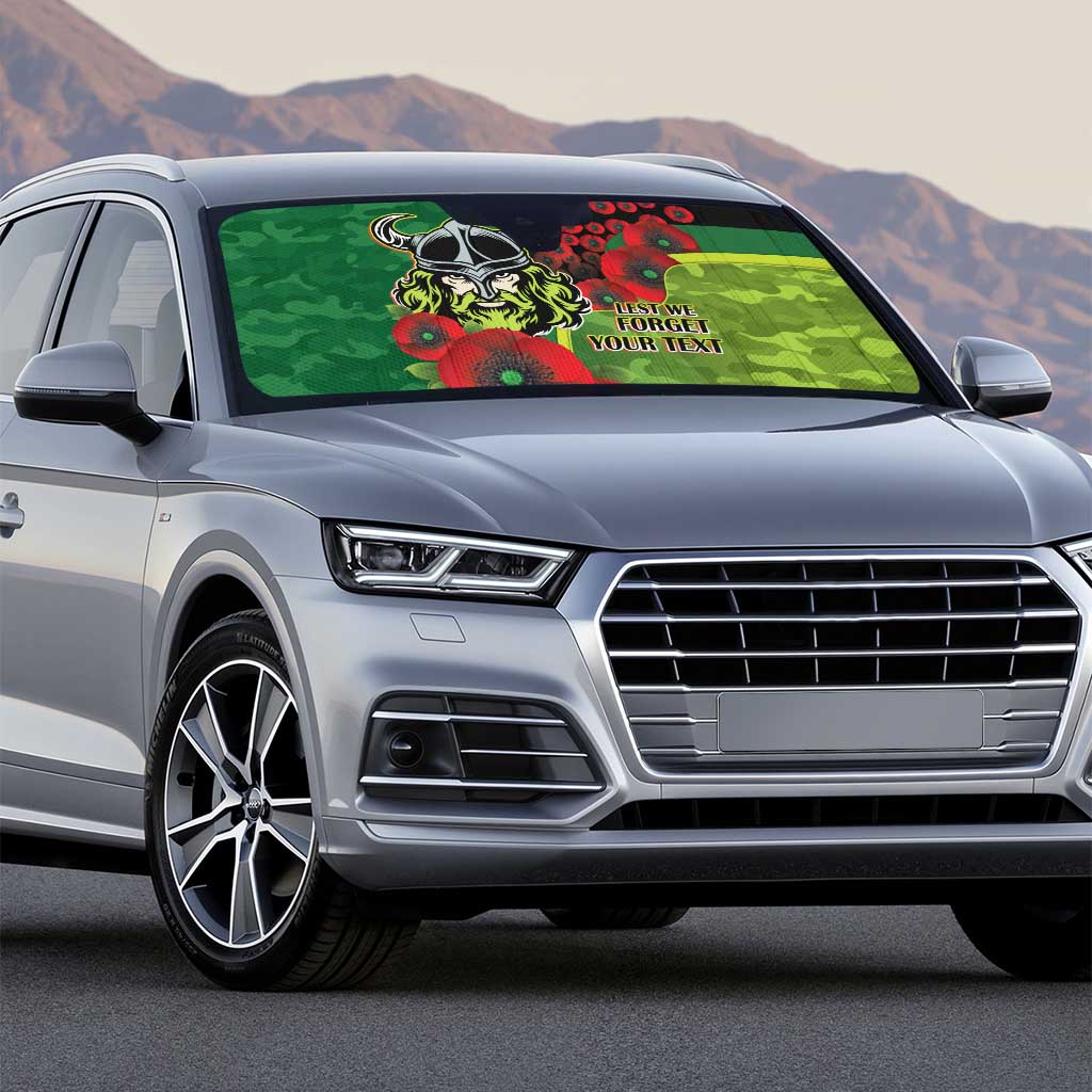 Canberra Raiders ANZAC Personalised Auto Sun Shade Lest We Forget Poppy Camo