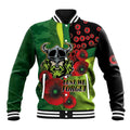 Canberra Raiders ANZAC Personalised Baseball Jacket Lest We Forget Poppy Camo