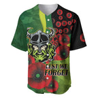 Canberra Raiders ANZAC Personalised Baseball Jersey Lest We Forget Poppy Camo