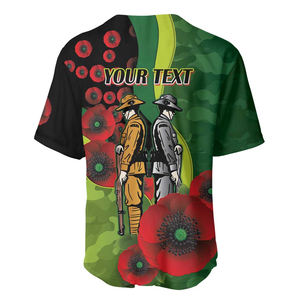 Canberra Raiders ANZAC Personalised Baseball Jersey Lest We Forget Poppy Camo