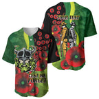 Canberra Raiders ANZAC Personalised Baseball Jersey Lest We Forget Poppy Camo