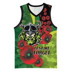 Canberra Raiders ANZAC Personalised Basketball Jersey Lest We Forget Poppy Camo