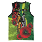 Canberra Raiders ANZAC Personalised Basketball Jersey Lest We Forget Poppy Camo