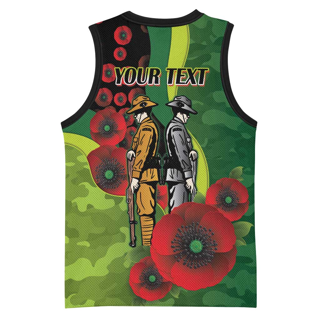 Canberra Raiders ANZAC Personalised Basketball Jersey Lest We Forget Poppy Camo