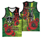 Canberra Raiders ANZAC Personalised Basketball Jersey Lest We Forget Poppy Camo