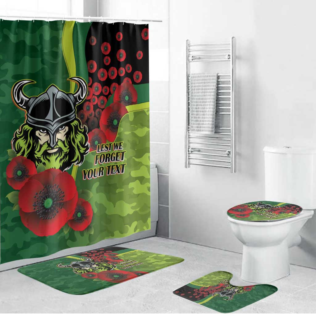 Canberra Raiders ANZAC Personalised Bathroom Set Lest We Forget Poppy Camo