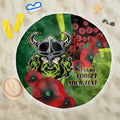Canberra Raiders ANZAC Personalised Beach Blanket Lest We Forget Poppy Camo