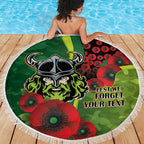 Canberra Raiders ANZAC Personalised Beach Blanket Lest We Forget Poppy Camo