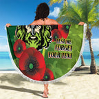 Canberra Raiders ANZAC Personalised Beach Blanket Lest We Forget Poppy Camo