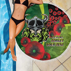 Canberra Raiders ANZAC Personalised Beach Blanket Lest We Forget Poppy Camo