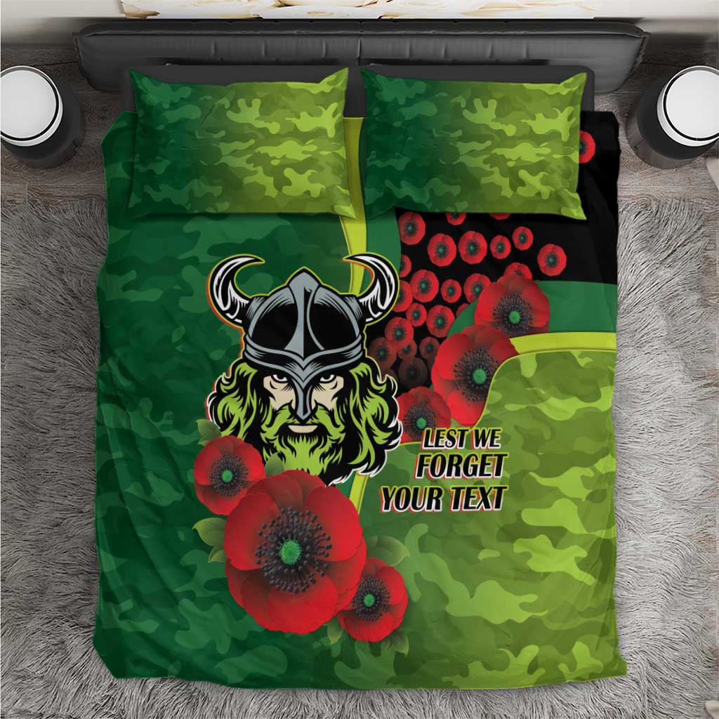 Canberra Raiders ANZAC Personalised Bedding Set Lest We Forget Poppy Camo