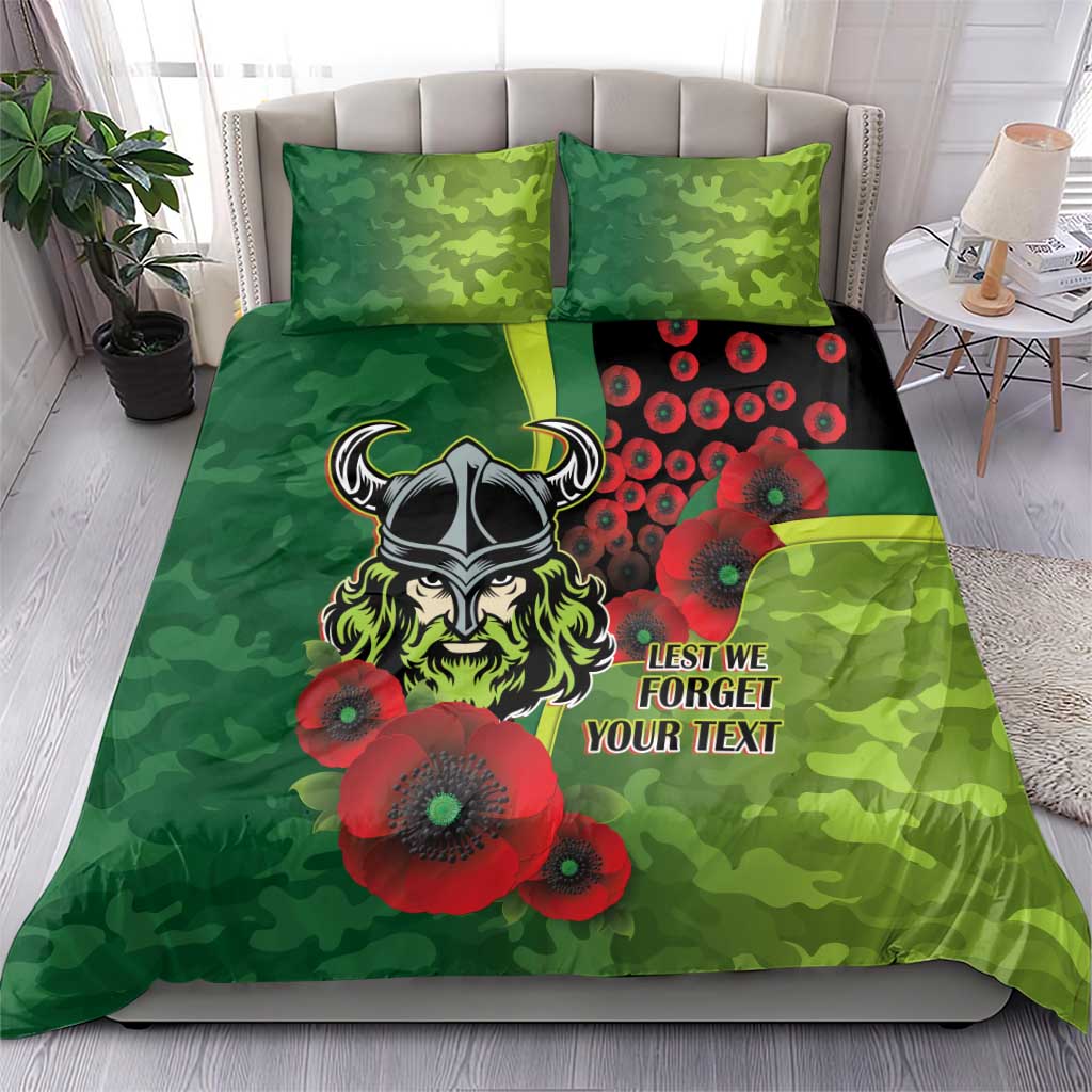 Canberra Raiders ANZAC Personalised Bedding Set Lest We Forget Poppy Camo