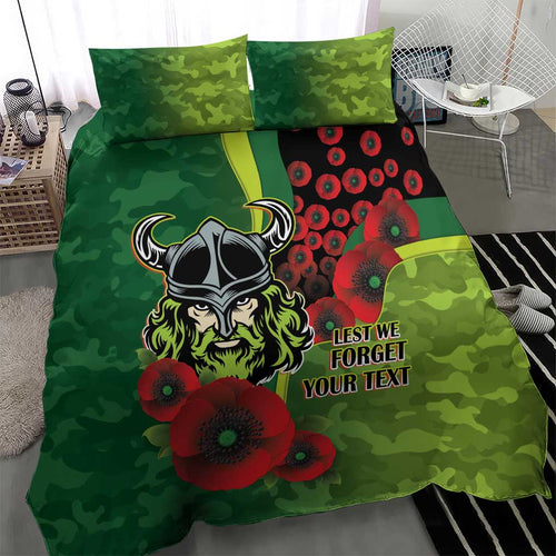 Canberra Raiders ANZAC Personalised Bedding Set Lest We Forget Poppy Camo