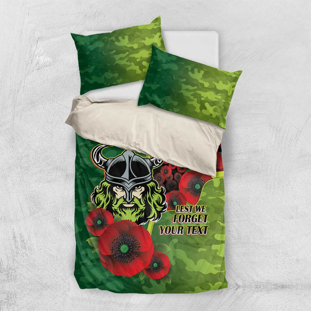 Canberra Raiders ANZAC Personalised Bedding Set Lest We Forget Poppy Camo