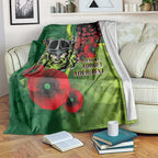 Canberra Raiders ANZAC Personalised Blanket Lest We Forget Poppy Camo