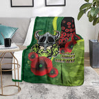 Canberra Raiders ANZAC Personalised Blanket Lest We Forget Poppy Camo