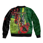 Canberra Raiders ANZAC Personalised Bomber Jacket Lest We Forget Poppy Camo