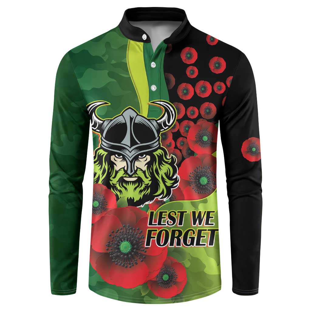 Canberra Raiders ANZAC Personalised Button Sweatshirt Lest We Forget Poppy Camo