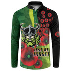 Canberra Raiders ANZAC Personalised Button Sweatshirt Lest We Forget Poppy Camo