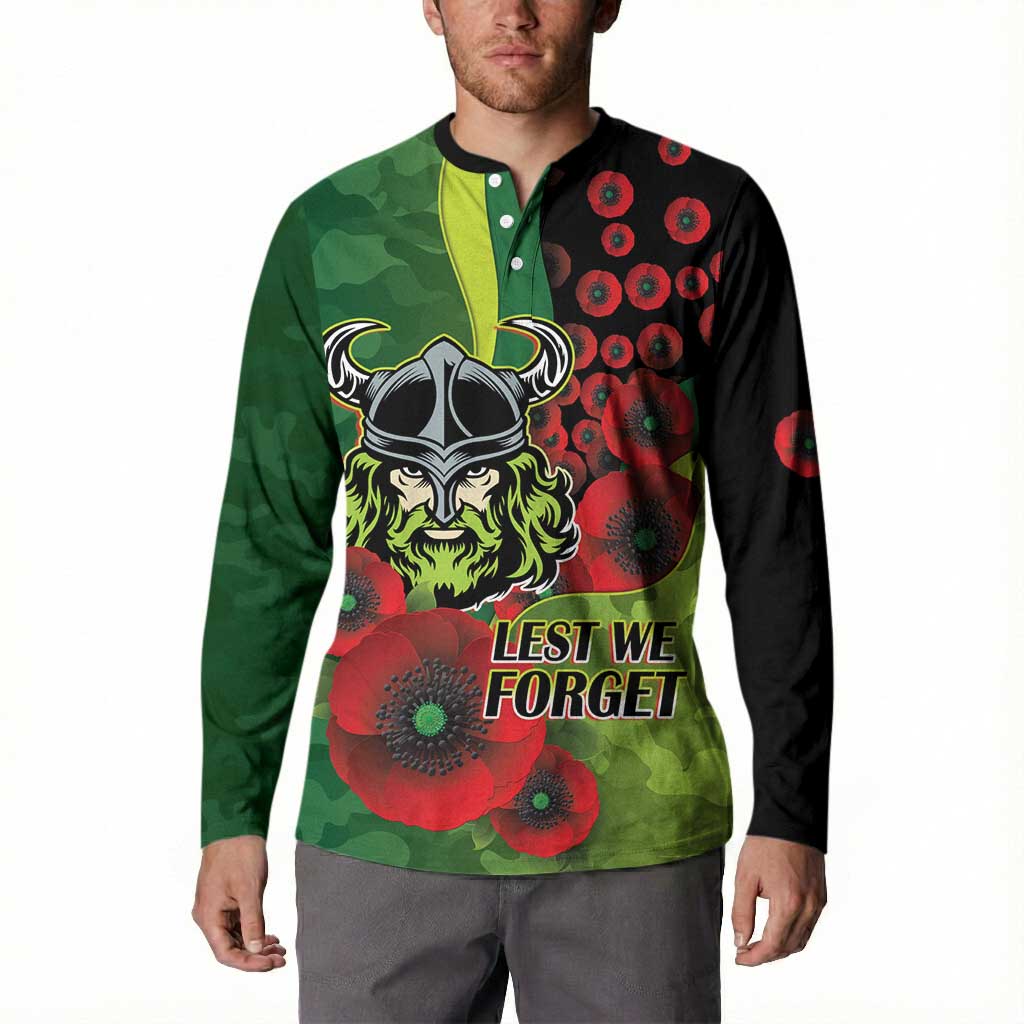 Canberra Raiders ANZAC Personalised Button Sweatshirt Lest We Forget Poppy Camo