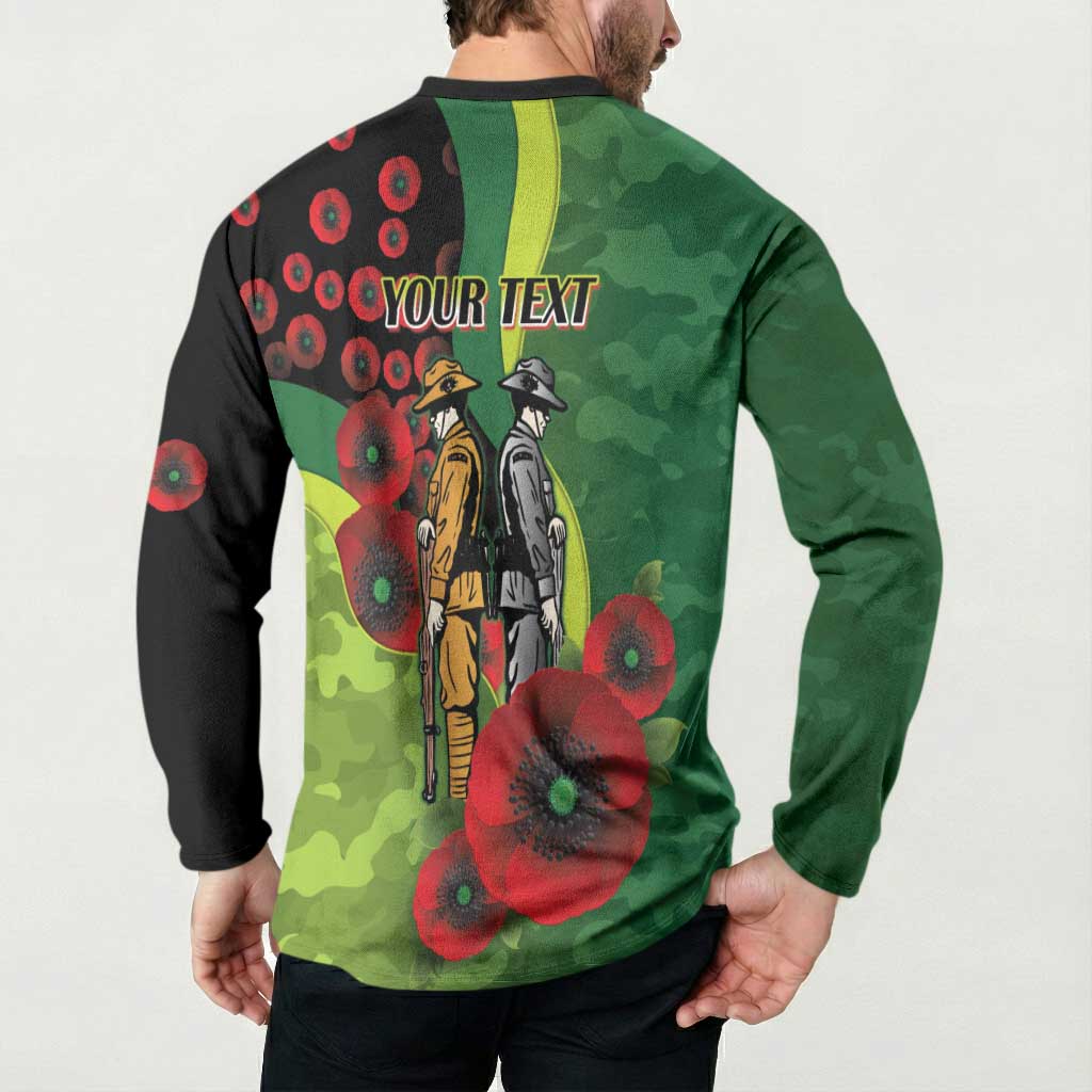 Canberra Raiders ANZAC Personalised Button Sweatshirt Lest We Forget Poppy Camo