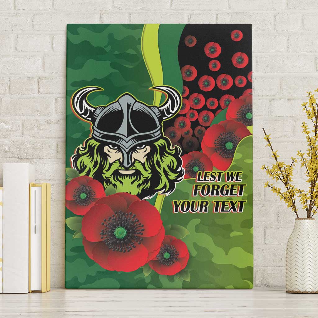 Canberra Raiders ANZAC Personalised Canvas Wall Art Lest We Forget Poppy Camo