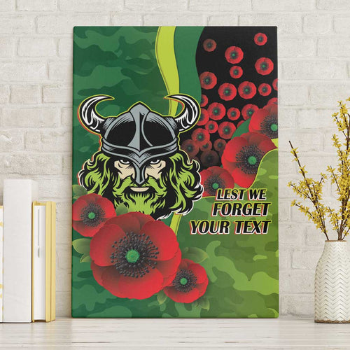 Canberra Raiders ANZAC Personalised Canvas Wall Art Lest We Forget Poppy Camo
