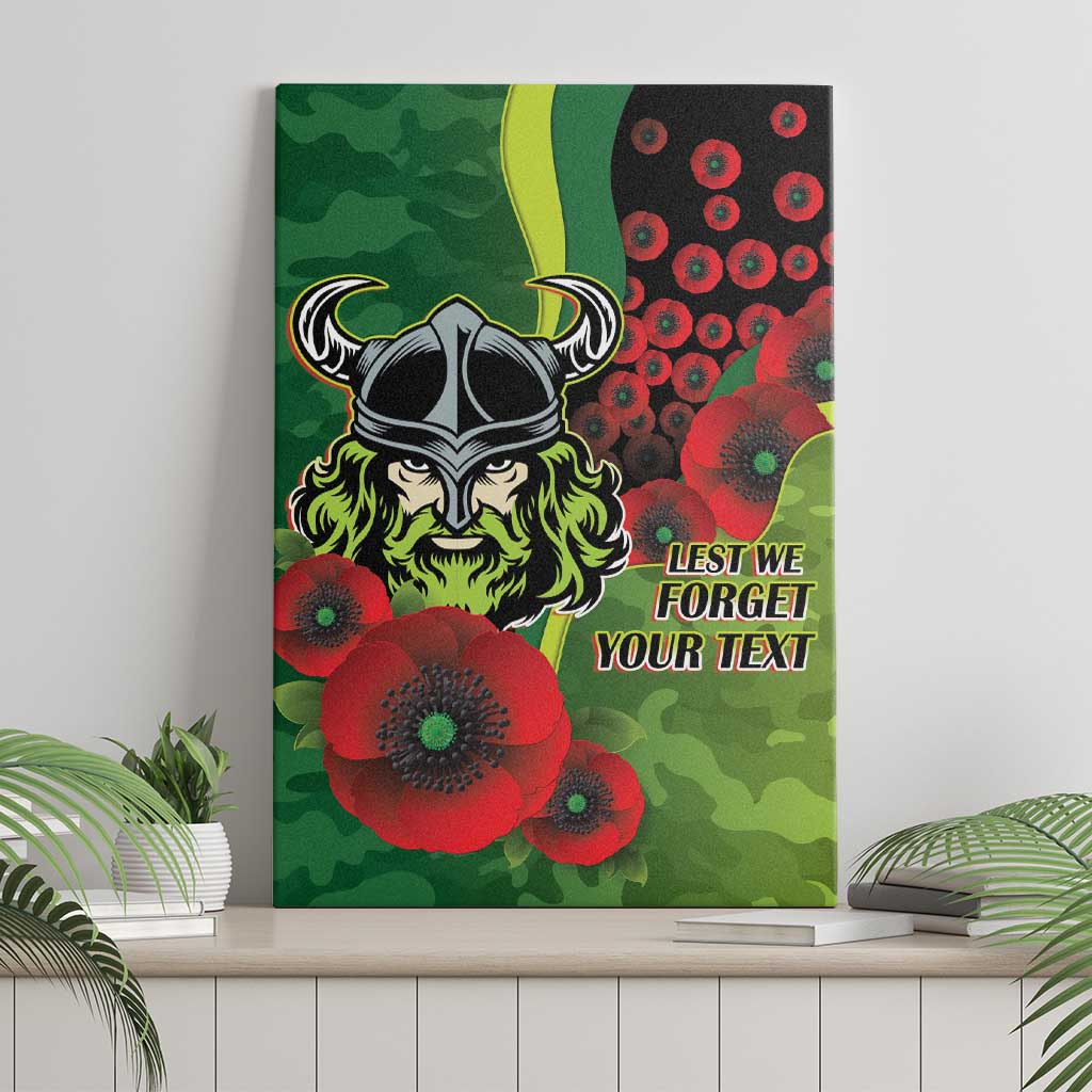 Canberra Raiders ANZAC Personalised Canvas Wall Art Lest We Forget Poppy Camo