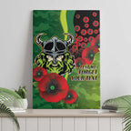 Canberra Raiders ANZAC Personalised Canvas Wall Art Lest We Forget Poppy Camo