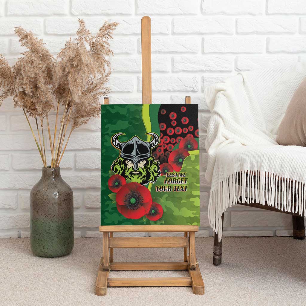 Canberra Raiders ANZAC Personalised Canvas Wall Art Lest We Forget Poppy Camo