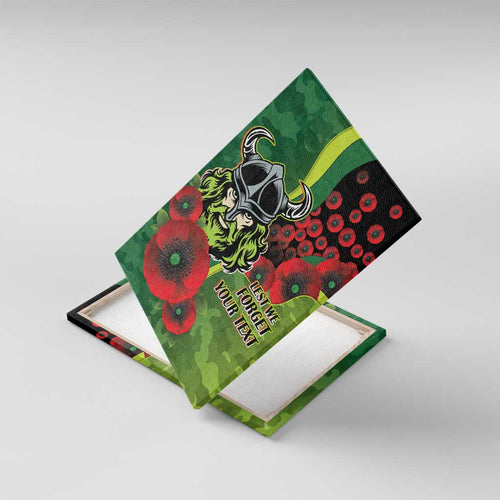 Canberra Raiders ANZAC Personalised Canvas Wall Art Lest We Forget Poppy Camo