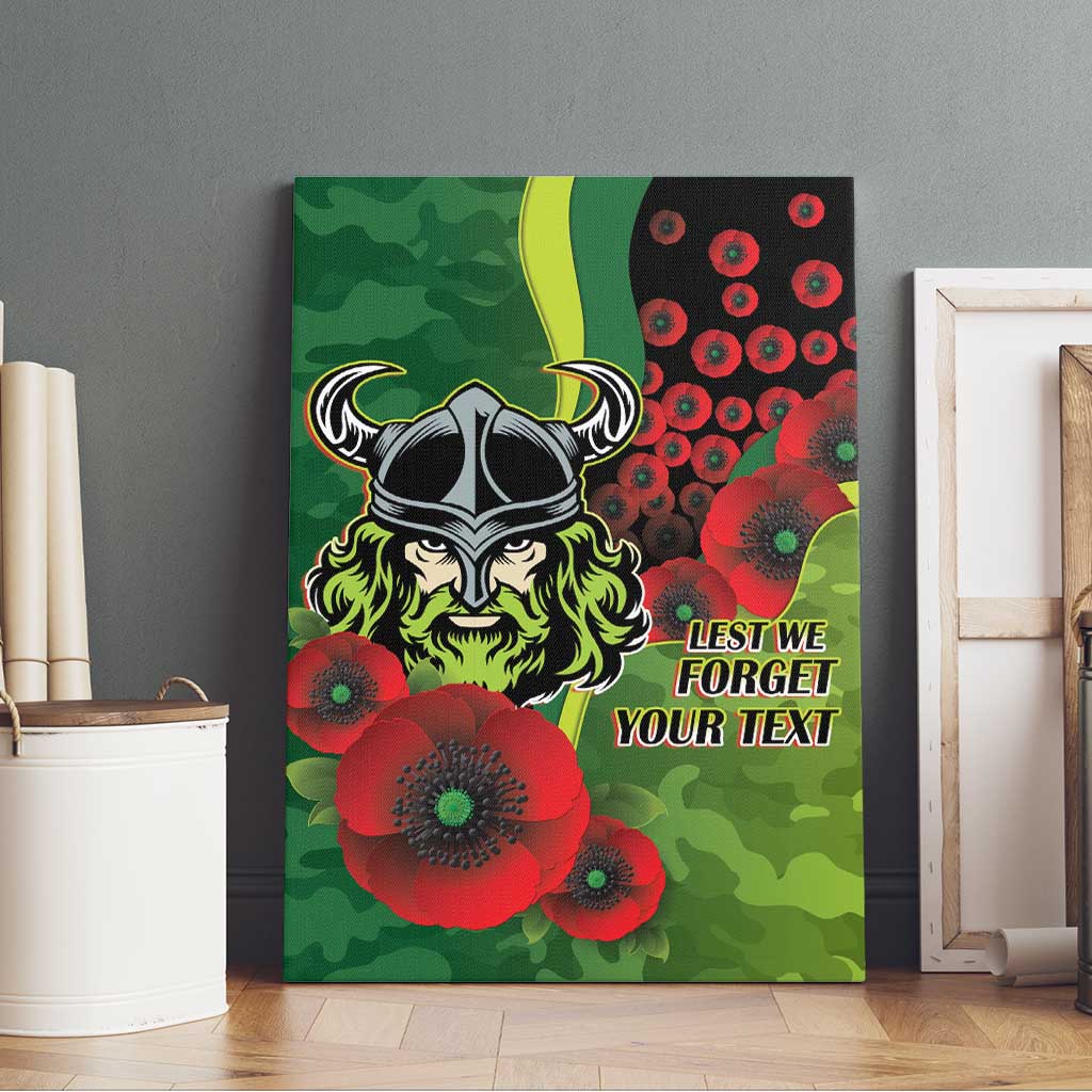 Canberra Raiders ANZAC Personalised Canvas Wall Art Lest We Forget Poppy Camo