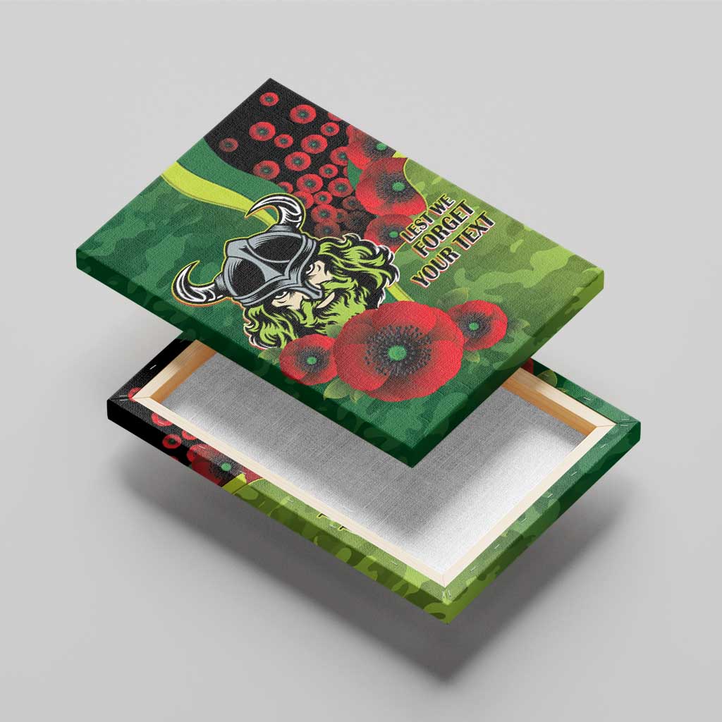 Canberra Raiders ANZAC Personalised Canvas Wall Art Lest We Forget Poppy Camo
