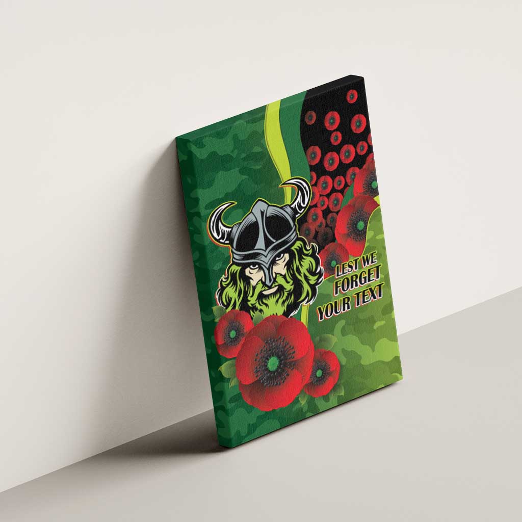 Canberra Raiders ANZAC Personalised Canvas Wall Art Lest We Forget Poppy Camo