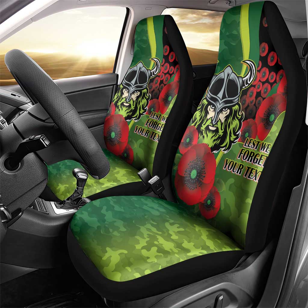 Canberra Raiders ANZAC Personalised Car Seat Cover Lest We Forget Poppy Camo