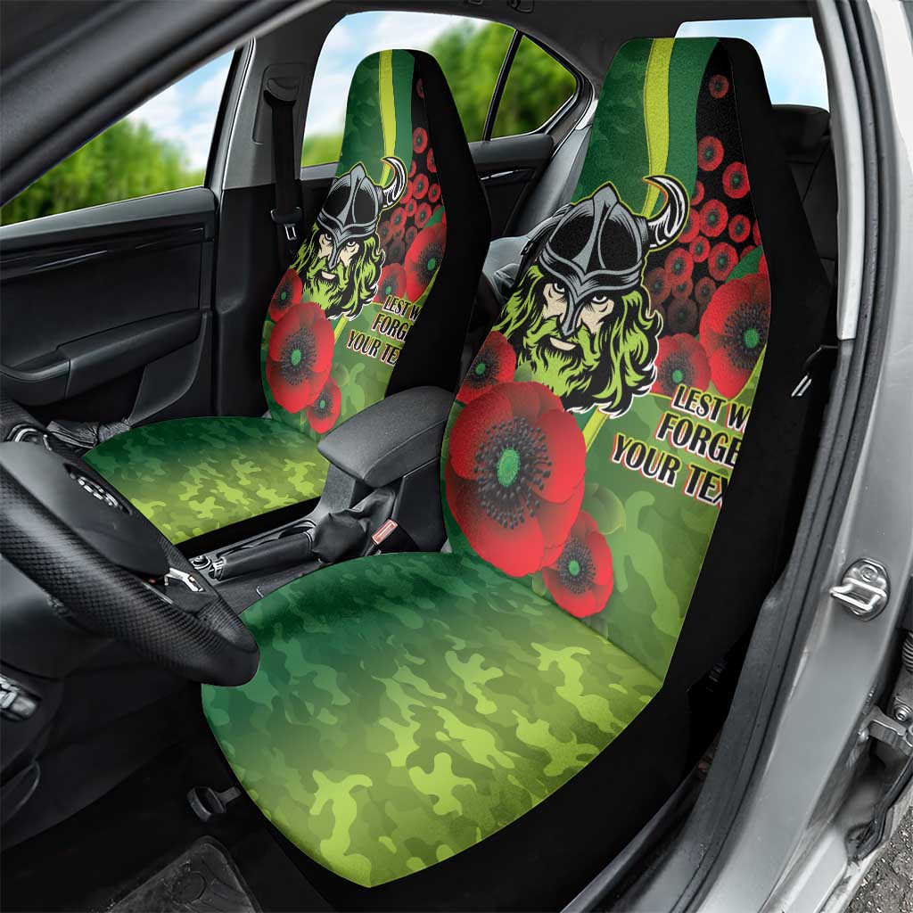 Canberra Raiders ANZAC Personalised Car Seat Cover Lest We Forget Poppy Camo