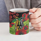 Canberra Raiders ANZAC Personalised Ceramic Mug Lest We Forget Poppy Camo