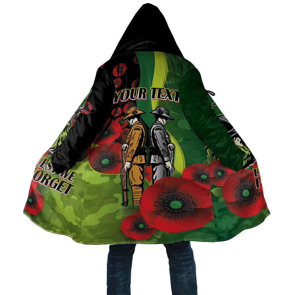 Canberra Raiders ANZAC Personalised Cloak Lest We Forget Poppy Camo