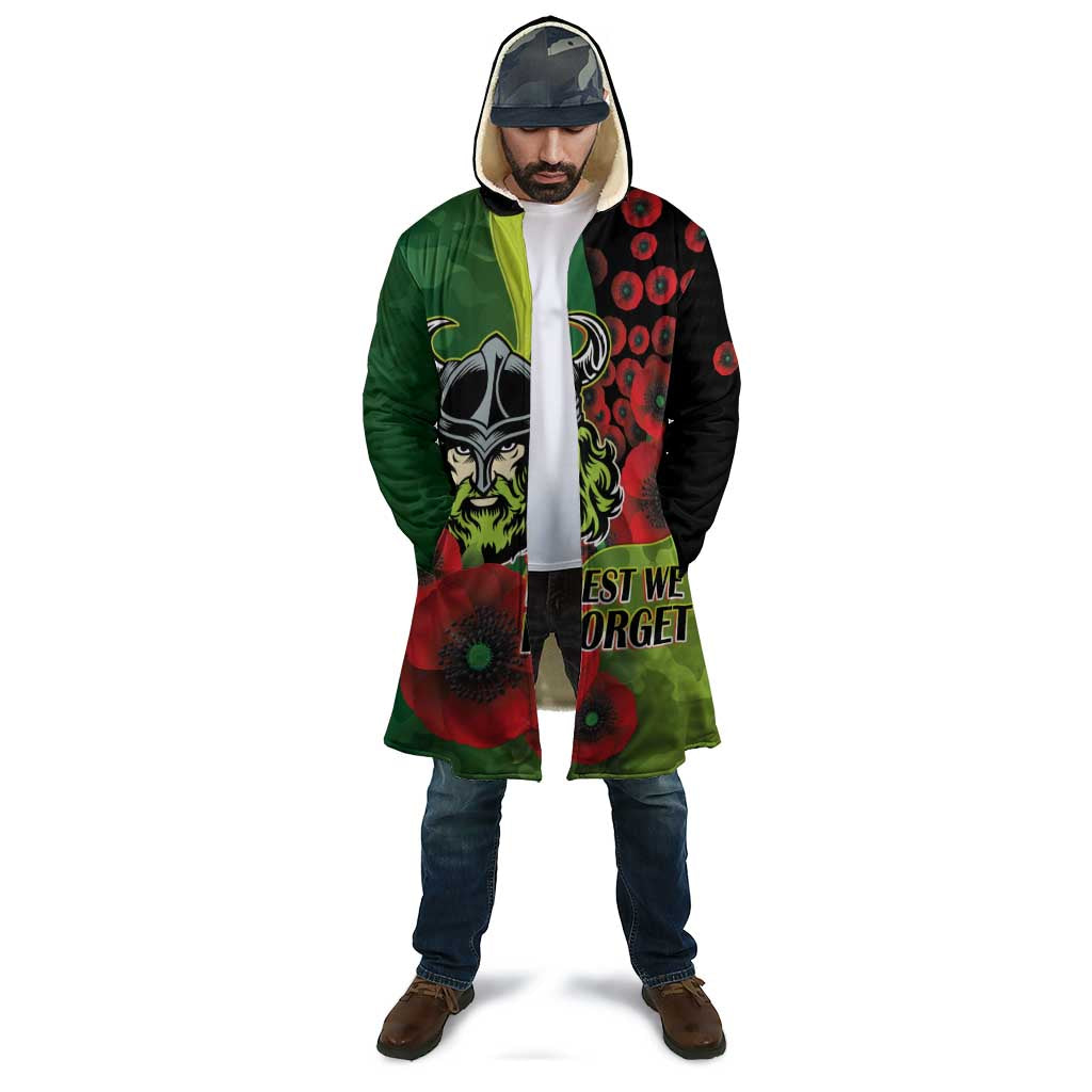 Canberra Raiders ANZAC Personalised Cloak Lest We Forget Poppy Camo