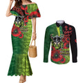 Canberra Raiders ANZAC Personalised Couples Matching Mermaid Dress and Long Sleeve Button Shirt Lest We Forget Poppy Camo