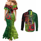 Canberra Raiders ANZAC Personalised Couples Matching Mermaid Dress and Long Sleeve Button Shirt Lest We Forget Poppy Camo