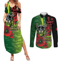 Canberra Raiders ANZAC Personalised Couples Matching Summer Maxi Dress and Long Sleeve Button Shirt Lest We Forget Poppy Camo