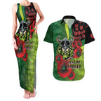Canberra Raiders ANZAC Personalised Couples Matching Tank Maxi Dress and Hawaiian Shirt Lest We Forget Poppy Camo