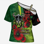 Canberra Raiders ANZAC Personalised Cross Shoulder Shirt Lest We Forget Poppy Camo