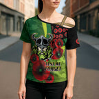Canberra Raiders ANZAC Personalised Cross Shoulder Shirt Lest We Forget Poppy Camo