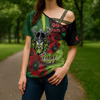 Canberra Raiders ANZAC Personalised Cross Shoulder Shirt Lest We Forget Poppy Camo