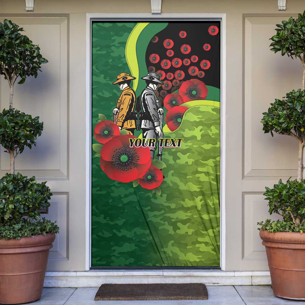 Canberra Raiders ANZAC Personalised Door Cover Lest We Forget Poppy Camo