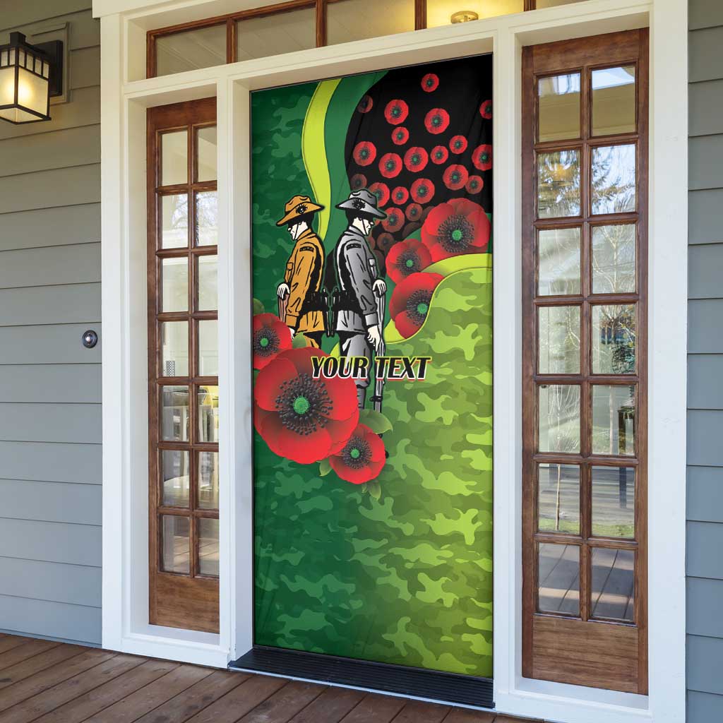 Canberra Raiders ANZAC Personalised Door Cover Lest We Forget Poppy Camo