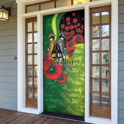 Canberra Raiders ANZAC Personalised Door Cover Lest We Forget Poppy Camo