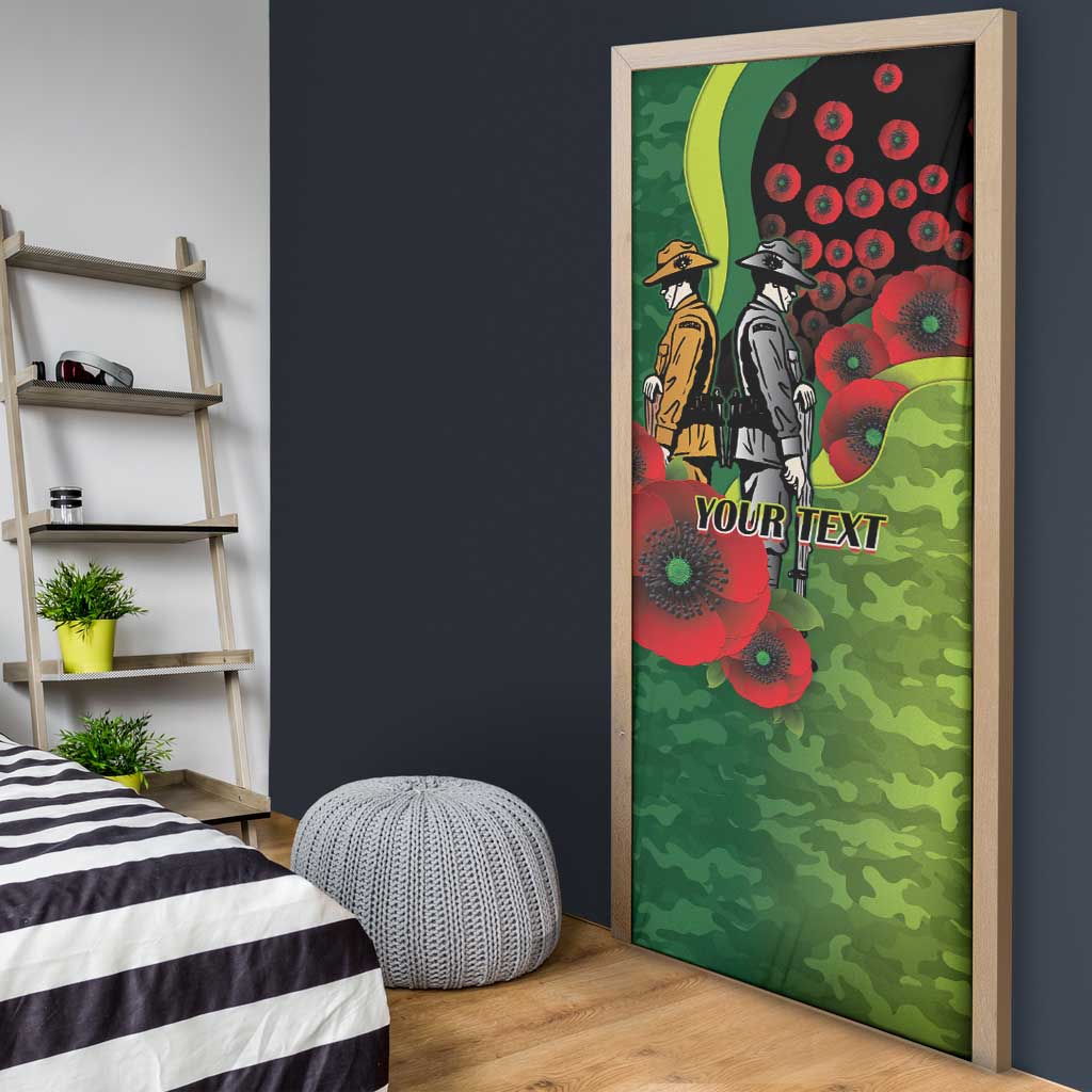 Canberra Raiders ANZAC Personalised Door Cover Lest We Forget Poppy Camo